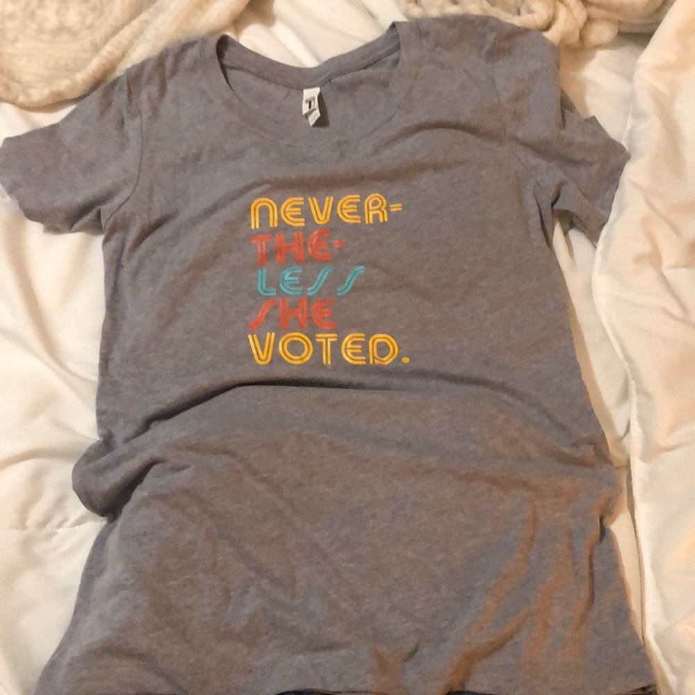“Never the less she voted” t-shirt